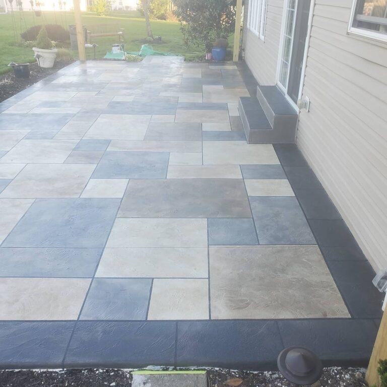 Rossi Decorative Concrete & Epoxy Back Patio Ashlar Pattern Concrete