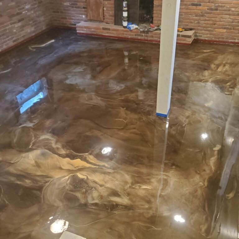 Rossi Decorative Concrete & Epoxy Basement Metallic Epoxy Floor